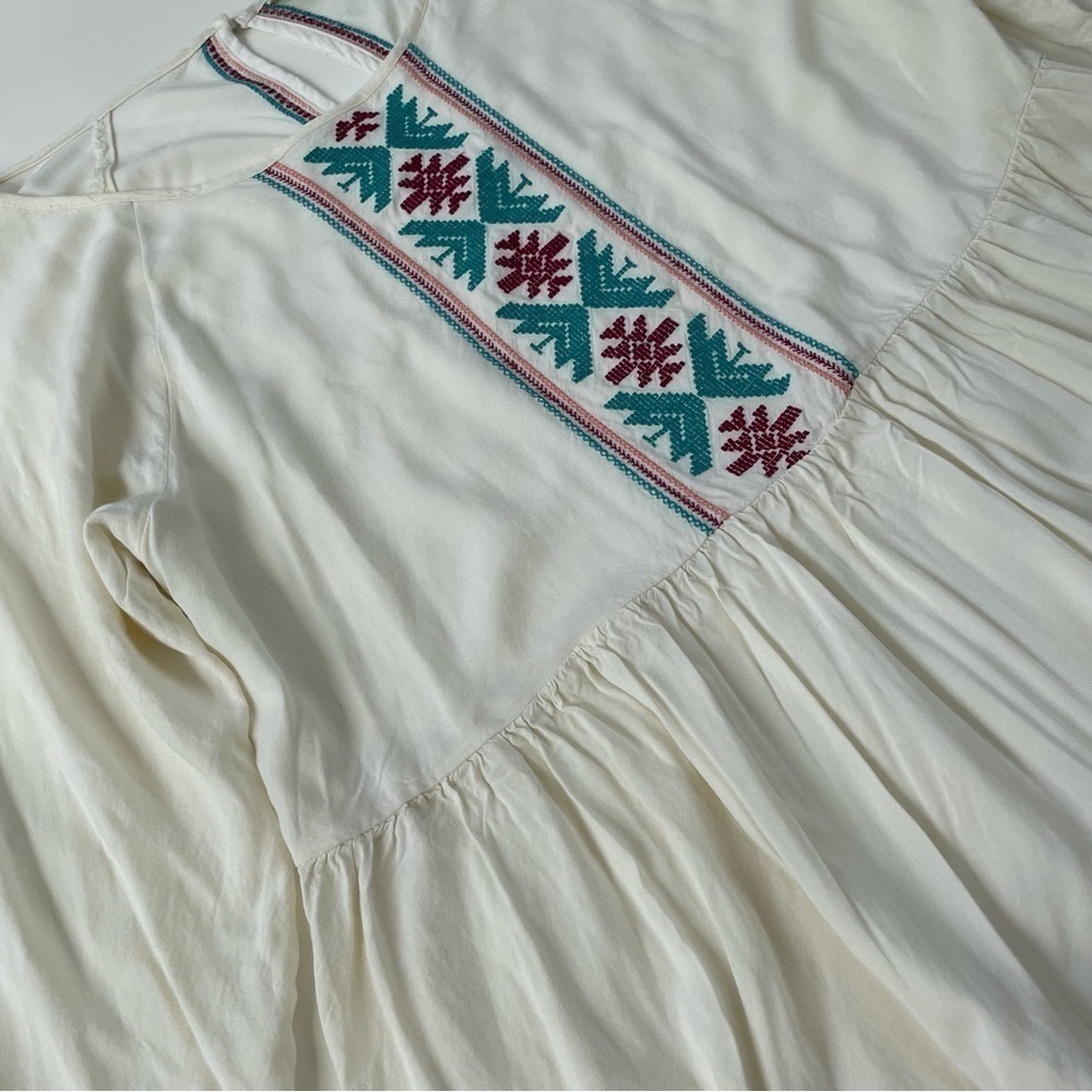 ROXY Women's Cream Embroidered Landslide Peasant Blouse Size Large - Picture 6 of 10